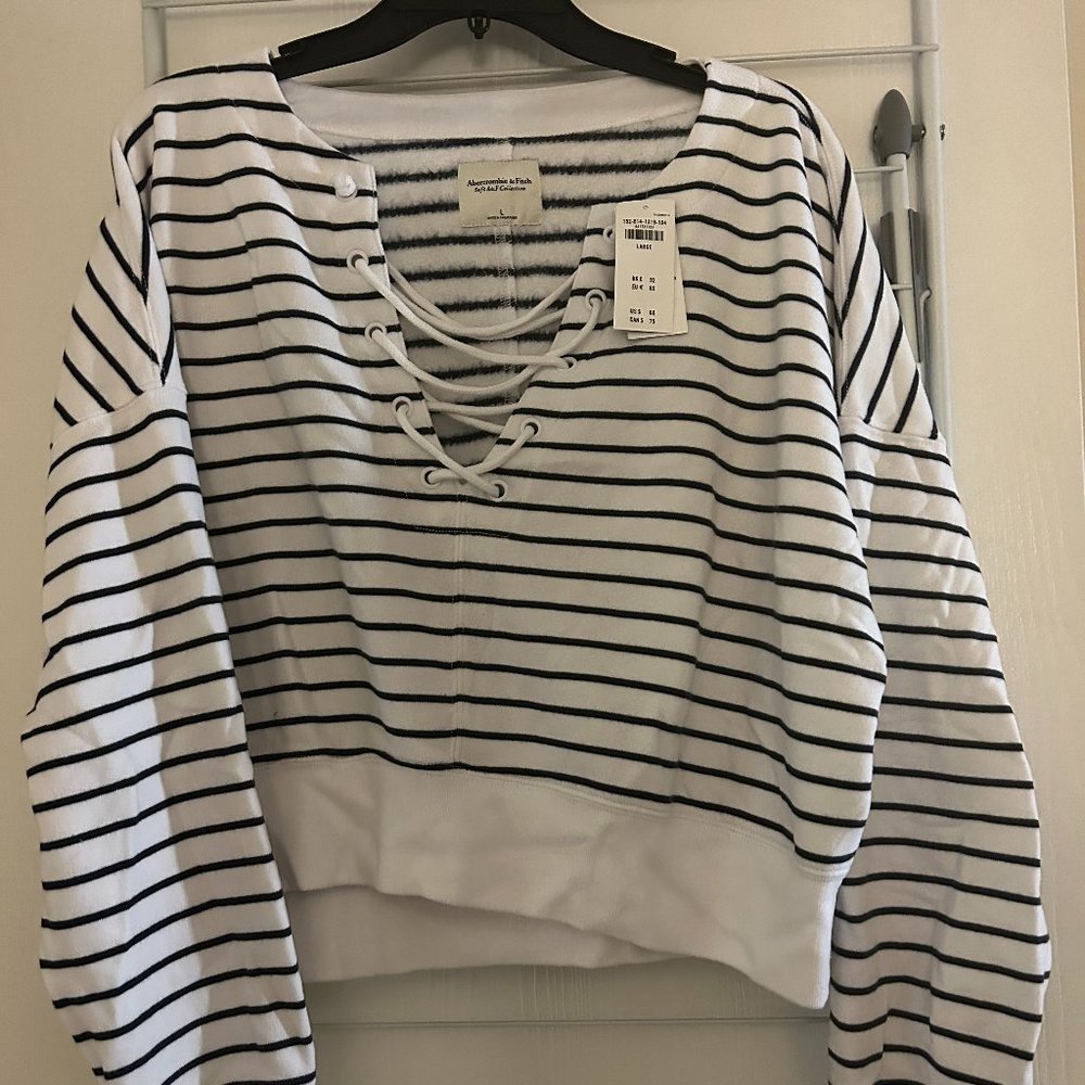 Large Abercrombie Stripe Tie up Sweatshirt